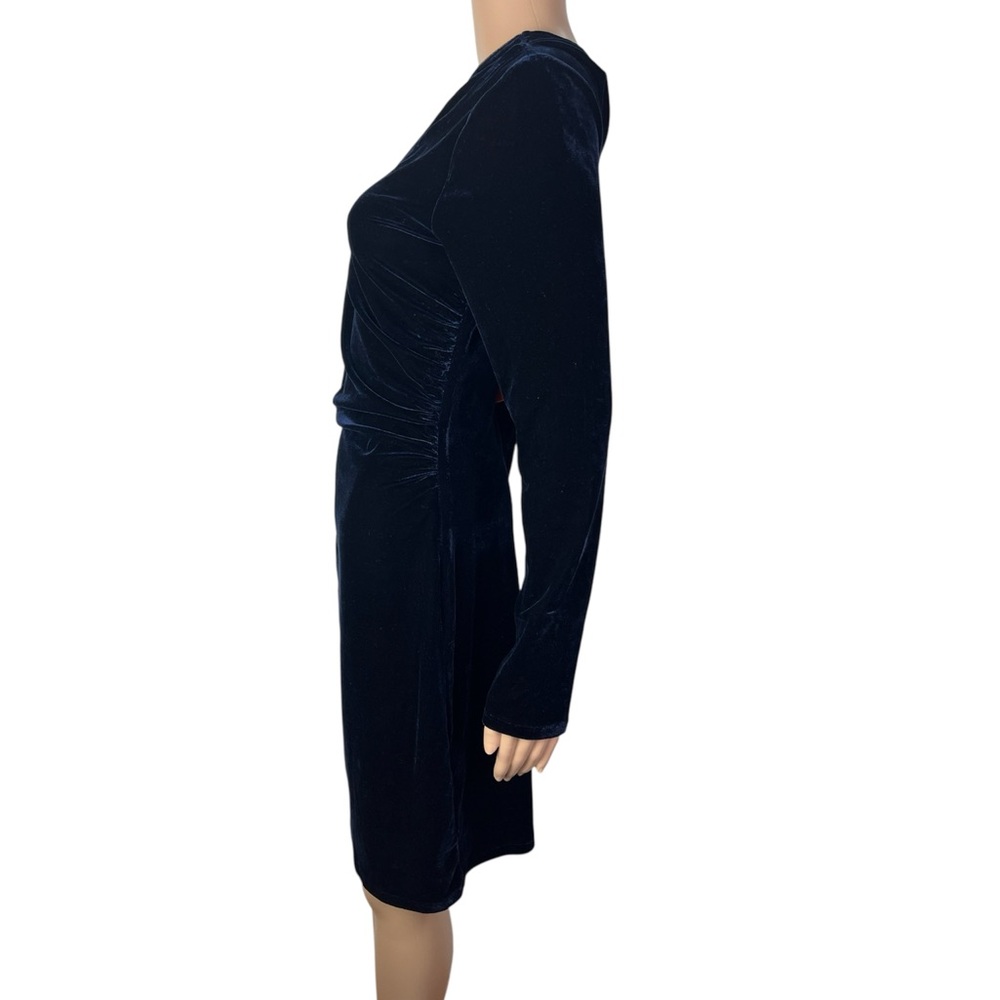REISS New Camilla Blue Velvet Asymmetric Neck Cutout Party Cocktail Dress - Picture 2 of 12